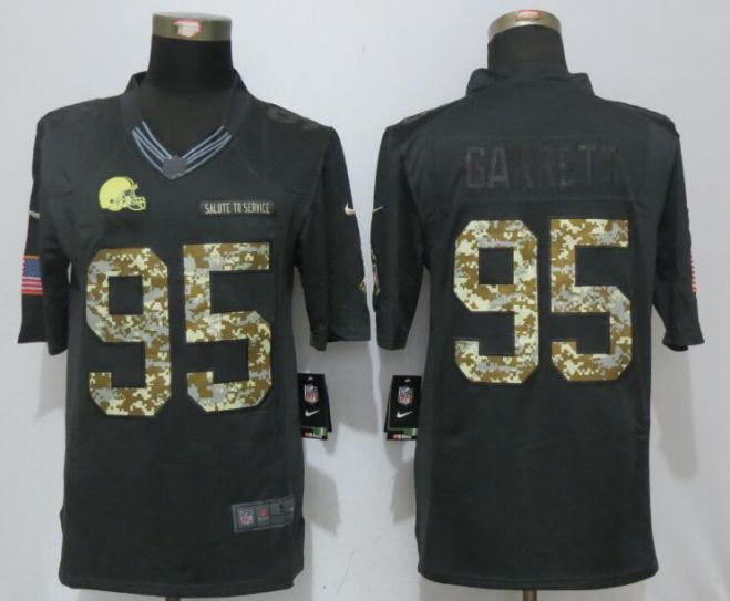 2017 NFL New Nike Cleveland Browns #95 Garrett Anthracite Salute To Service Limited Jersey